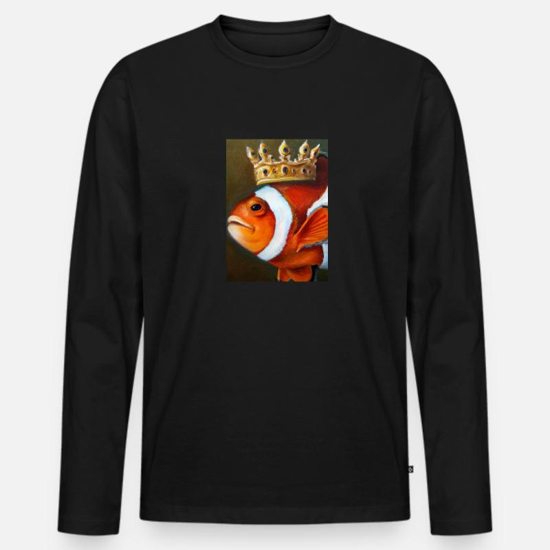 Clownfisch mit einer Krone - Männer Premium Bio Langarmshirt - Schwarz