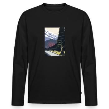 Pfad zu einem Berg - Männer Premium Bio Langarmshirt - Schwarz - Vorne - Nico (187cm)