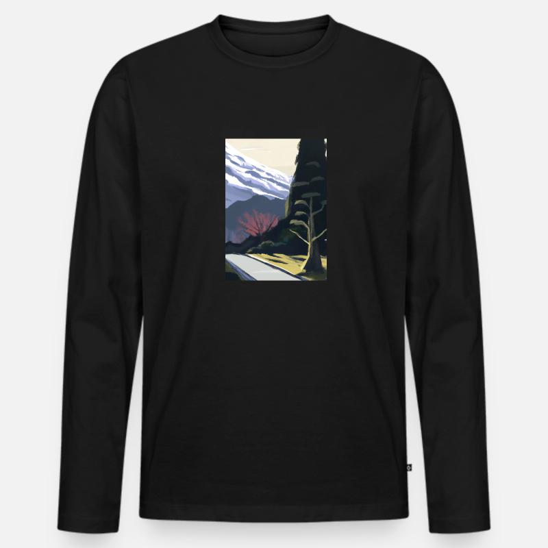 Pfad zu einem Berg - Männer Premium Bio Langarmshirt - Schwarz