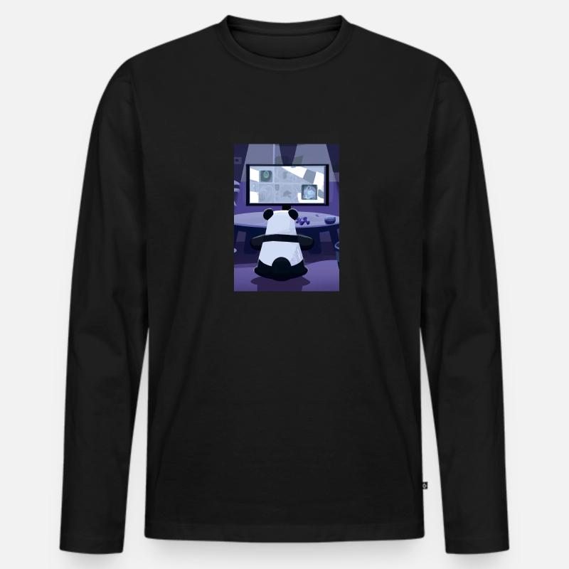 Spiel-Panda - Männer Premium Bio Langarmshirt - Schwarz