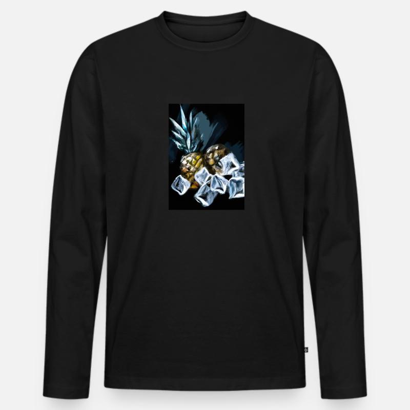 Ananas und Eiswürfel - Männer Premium Bio Langarmshirt - Schwarz
