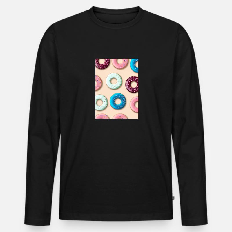 Donuts-Muster - Männer Premium Bio Langarmshirt - Schwarz