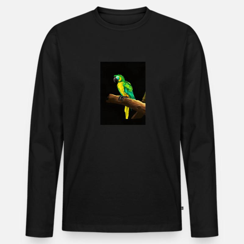 Papagei auf einem Baum - Männer Premium Bio Langarmshirt - Schwarz