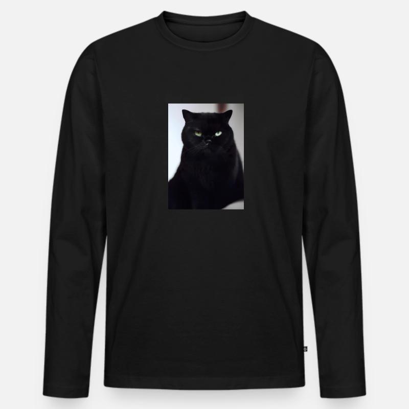 Britisch Kurzhaar Grüne Augen - Männer Premium Bio Langarmshirt - Schwarz