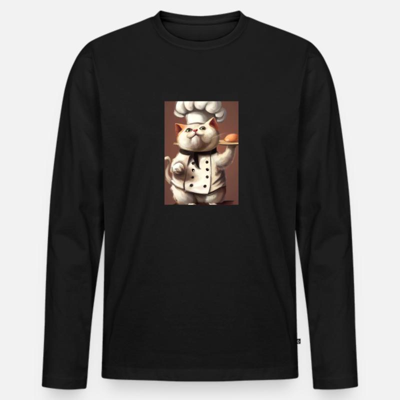 Chefkoch Katze - Männer Premium Bio Langarmshirt - Schwarz