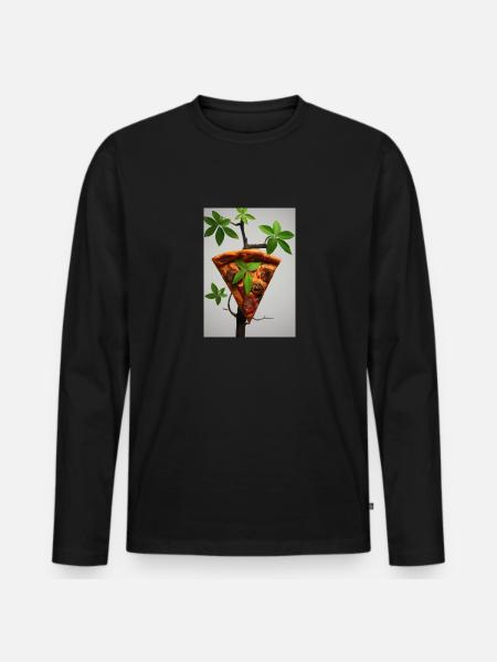 Wachsende Pizza - Männer Premium Bio Langarmshirt - Schwarz