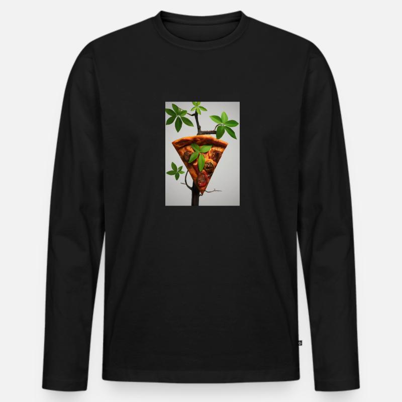 Wachsende Pizza - Männer Premium Bio Langarmshirt - Schwarz