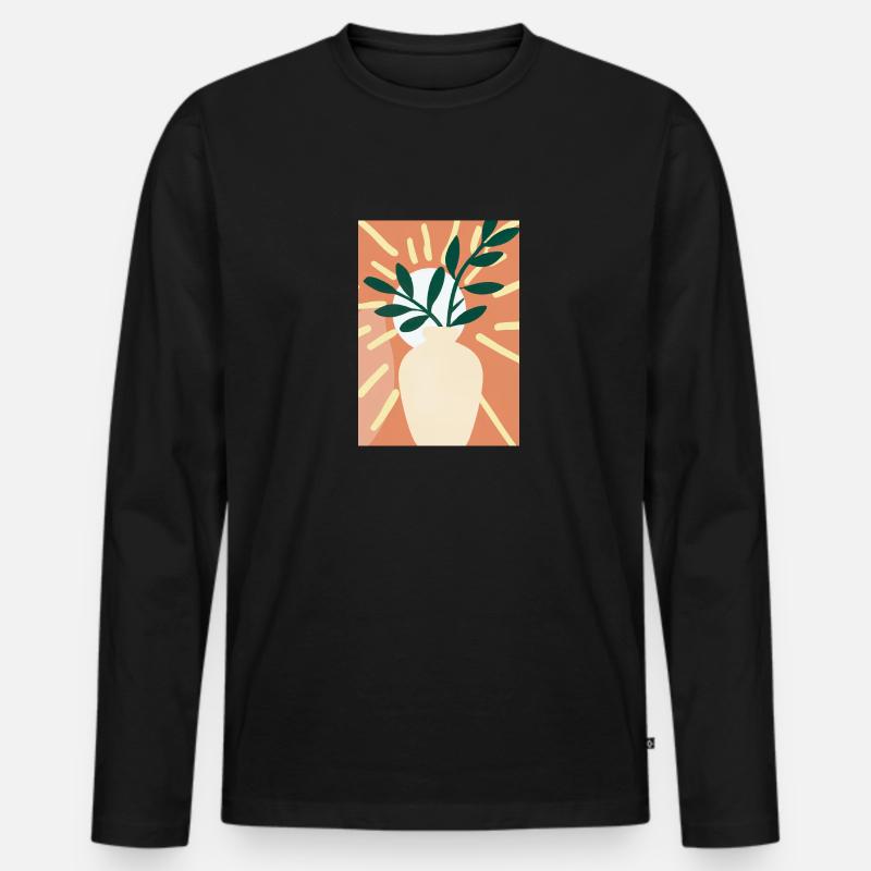 Florale Blumenformen - Männer Premium Bio Langarmshirt - Schwarz