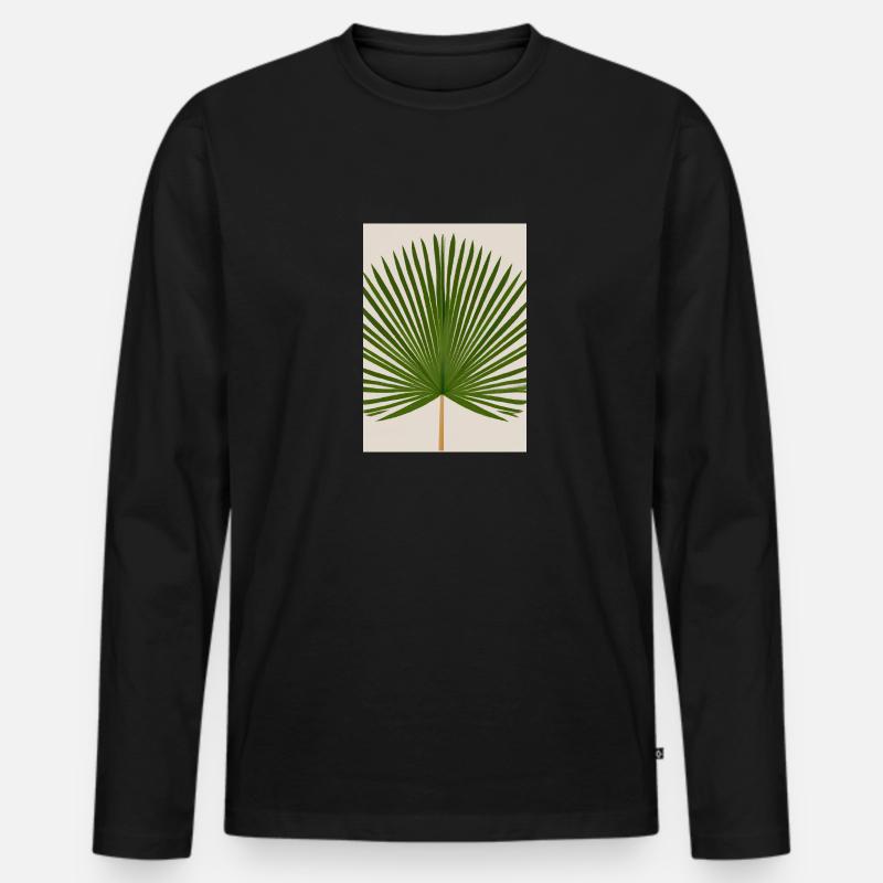 Fächerblatt - Männer Premium Bio Langarmshirt - Schwarz