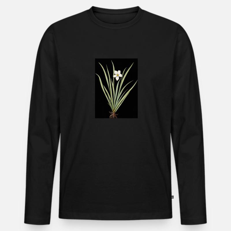 Frontlicht Blume - Männer Premium Bio Langarmshirt - Schwarz