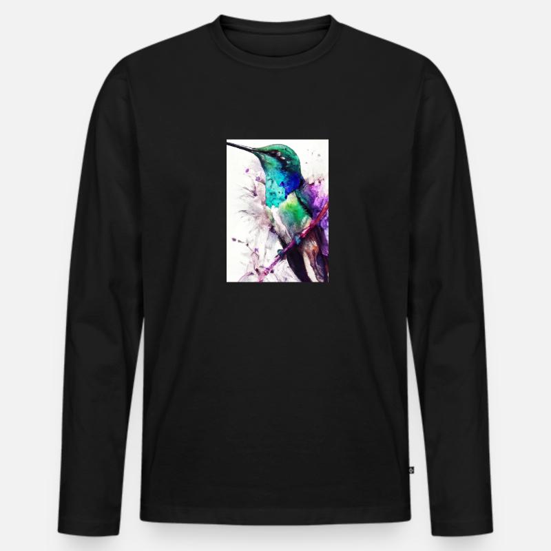 Bunter Vogel - Männer Premium Bio Langarmshirt - Schwarz
