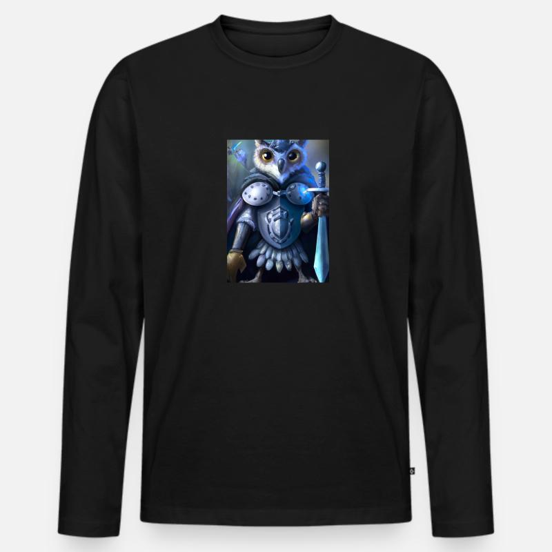Ritter Eule - Männer Premium Bio Langarmshirt - Schwarz