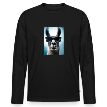 Lama mit Sonnenbrille - Männer Premium Bio Langarmshirt - Schwarz - Vorne - Nico (187cm)