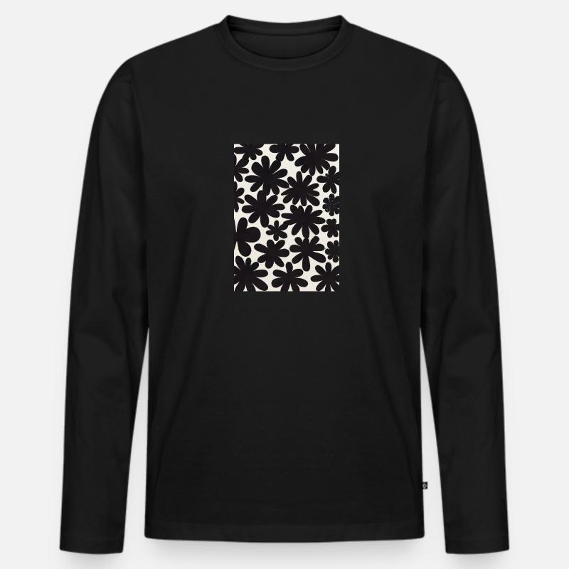 Schwarze Blumen-Muster - Männer Premium Bio Langarmshirt - Schwarz