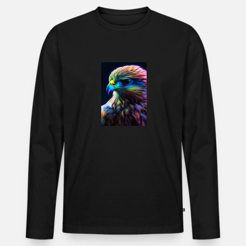 Buntes Vogelgesicht - Männer Premium Bio Langarmshirt - Schwarz