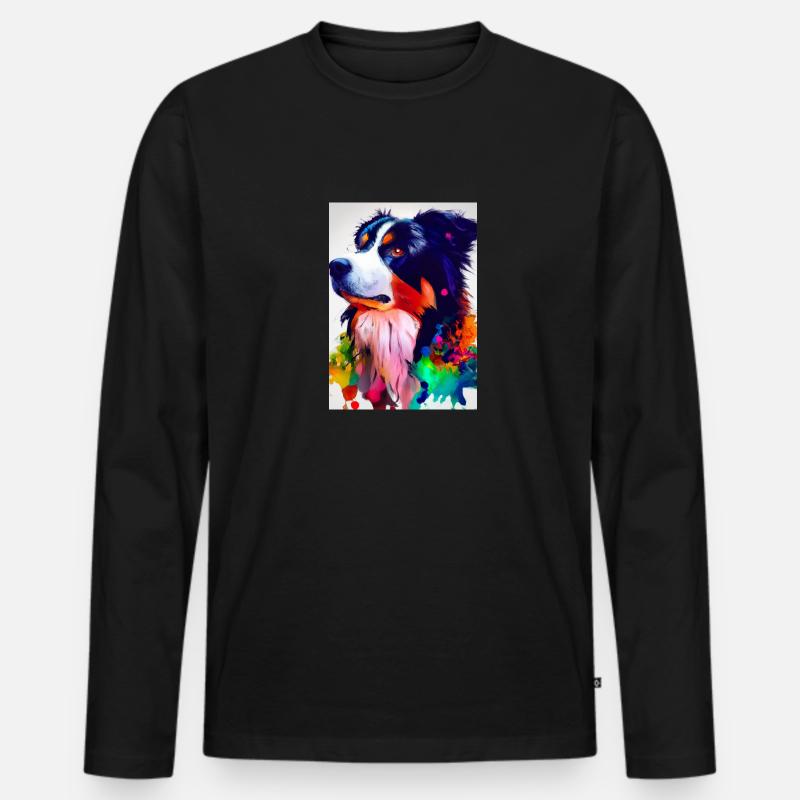 Bunter Border Collie - Männer Premium Bio Langarmshirt - Schwarz