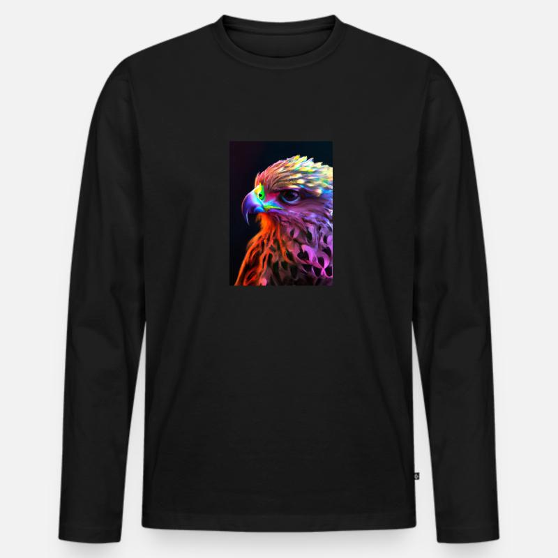 Buntes Vogelgesicht - Männer Premium Bio Langarmshirt - Schwarz