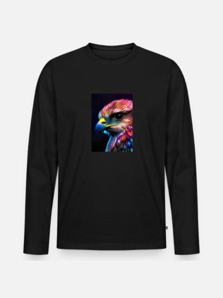 Buntes Vogelgesicht - Männer Premium Bio Langarmshirt - Schwarz