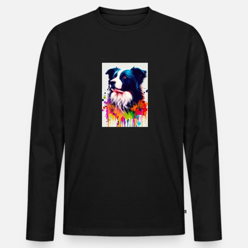 Bunter Border Collie - Männer Premium Bio Langarmshirt - Schwarz