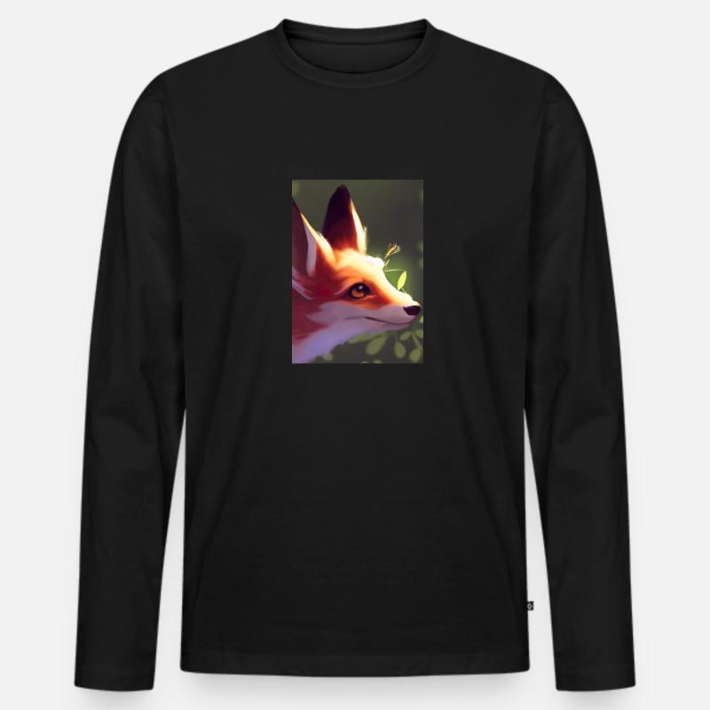 Niedliche Fuchs-Malerei - Männer Premium Bio Langarmshirt - Schwarz