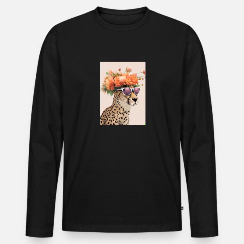 Blumenmode Löwe - Männer Premium Bio Langarmshirt - Schwarz