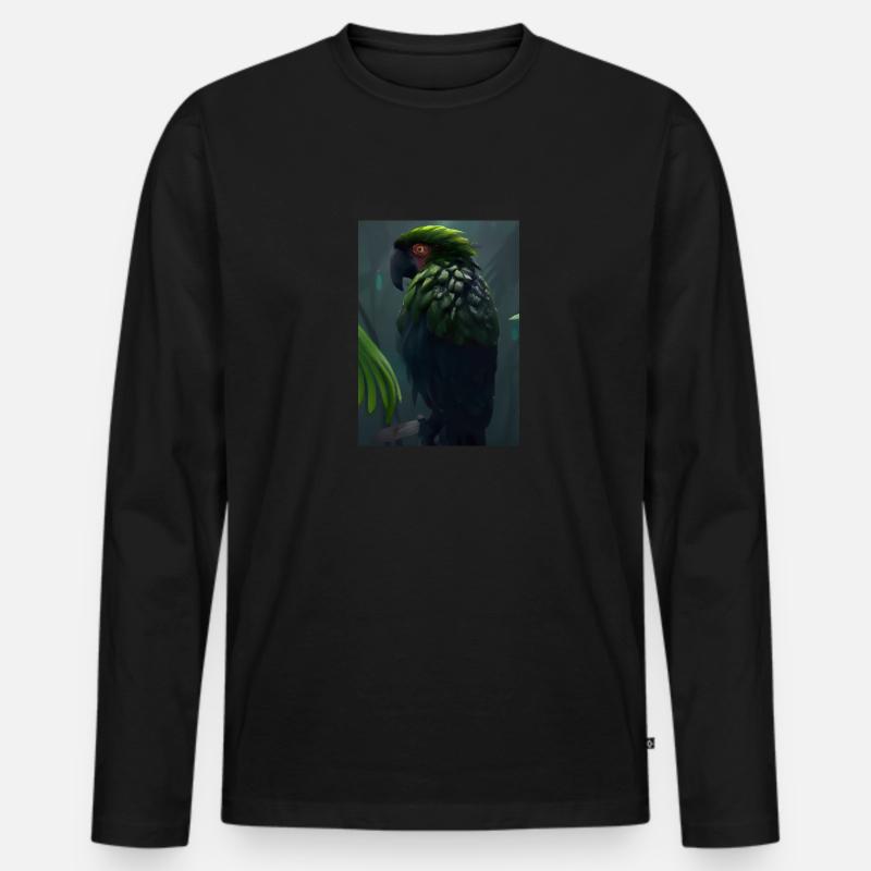 Grüner Dschungelvogel - Männer Premium Bio Langarmshirt - Schwarz