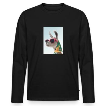 Ferienmode Lama - Männer Premium Bio Langarmshirt - Schwarz - Vorne - Nico (187cm)