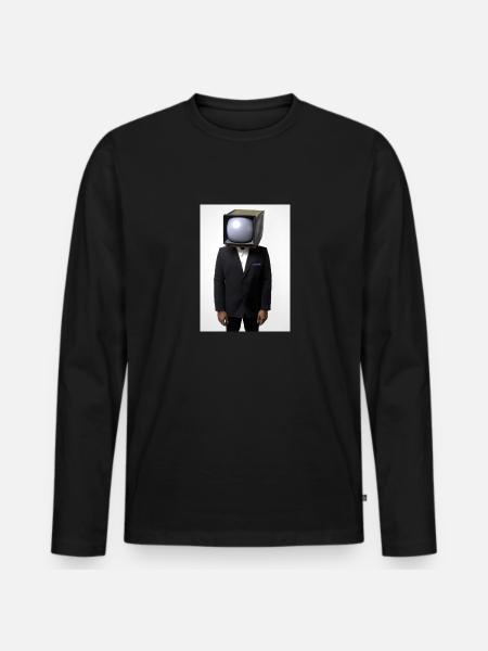 Anzug Tube TV Mann - Männer Premium Bio Langarmshirt - Schwarz