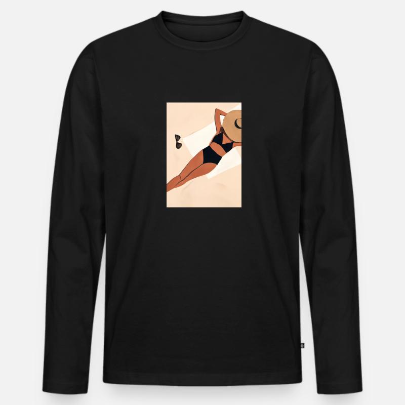 Frauen Sommerhut Bikini - Männer Premium Bio Langarmshirt - Schwarz