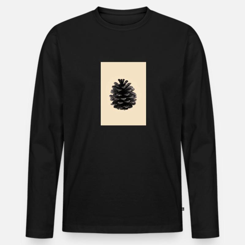 Schwarzer Kiefernzapfen - Männer Premium Bio Langarmshirt - Schwarz
