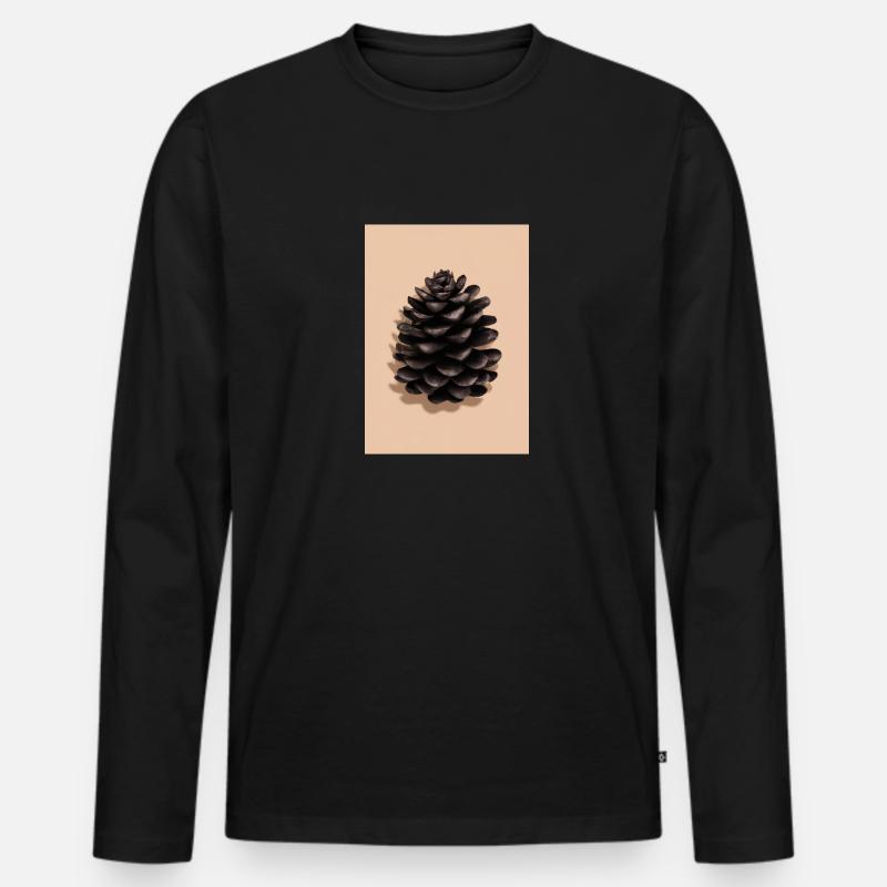 Schwarzer Kiefernzapfen - Männer Premium Bio Langarmshirt - Schwarz