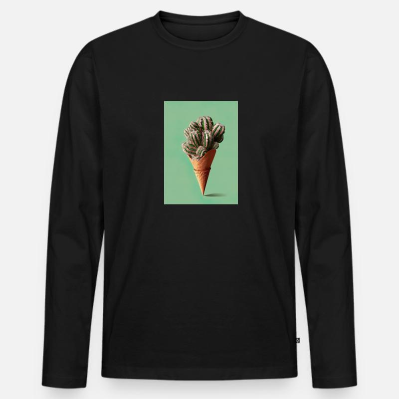 Kaktus-Eiscreme - Männer Premium Bio Langarmshirt - Schwarz