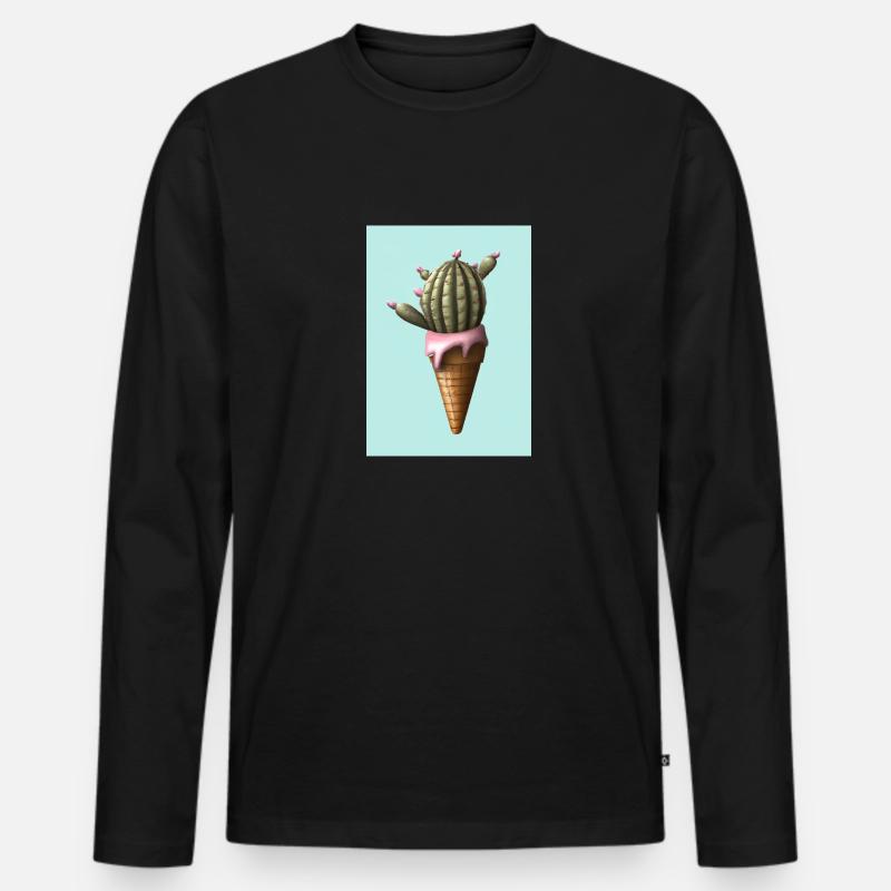 Kaktus-Eiscreme - Männer Premium Bio Langarmshirt - Schwarz