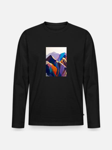 Bunte Berge - Männer Premium Bio Langarmshirt - Schwarz