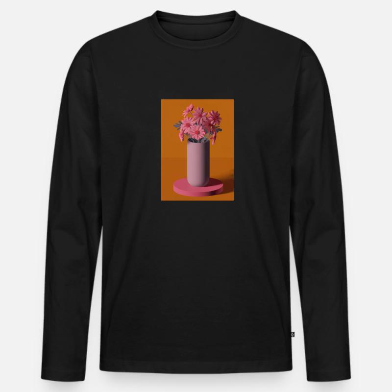 Fancy Blumen Vase - Männer Premium Bio Langarmshirt - Schwarz