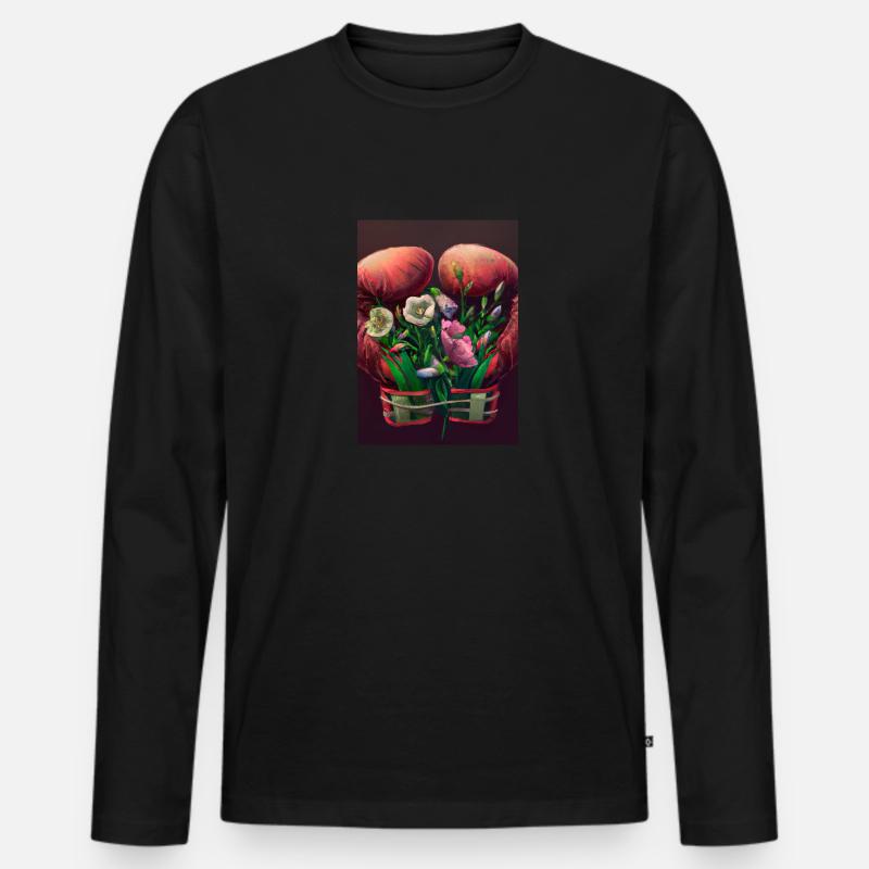 Blumen-Boxen - Männer Premium Bio Langarmshirt - Schwarz