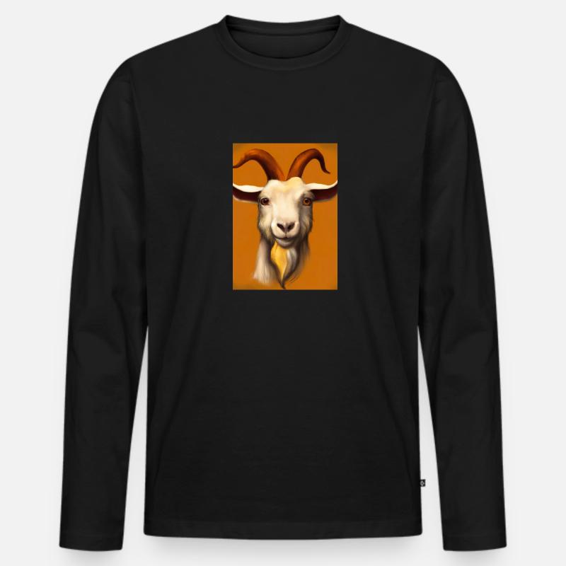Glückliche Ziege - Männer Premium Bio Langarmshirt - Schwarz