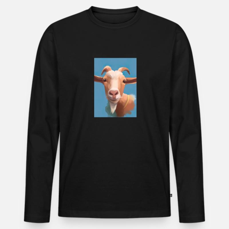 Glückliche Ziege - Männer Premium Bio Langarmshirt - Schwarz