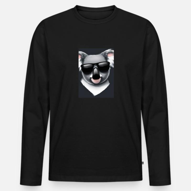 Koala mit Sonnenbrille - Männer Premium Bio Langarmshirt - Schwarz