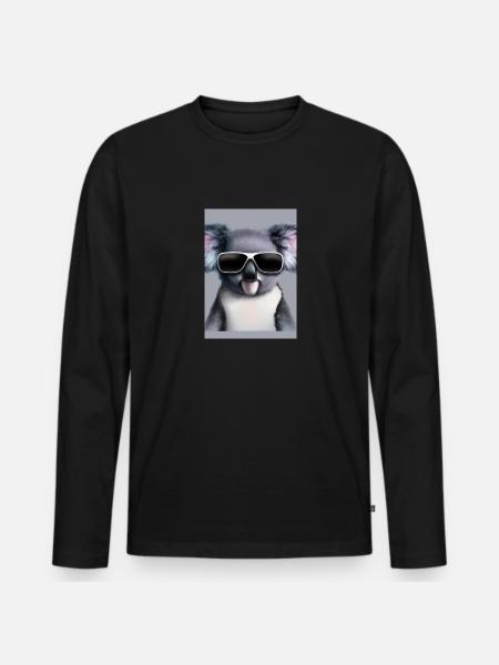 Koala mit Sonnenbrille - Männer Premium Bio Langarmshirt - Schwarz