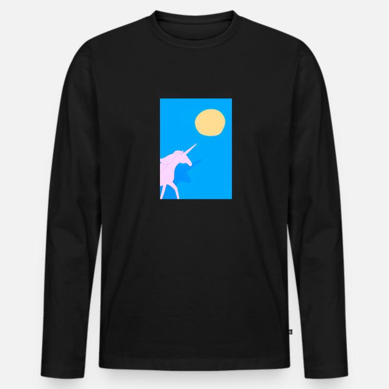 Minimales Einhorn - Männer Premium Bio Langarmshirt - Schwarz