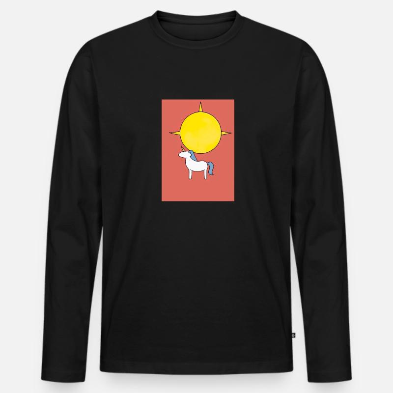 Minimales Einhorn - Männer Premium Bio Langarmshirt - Schwarz