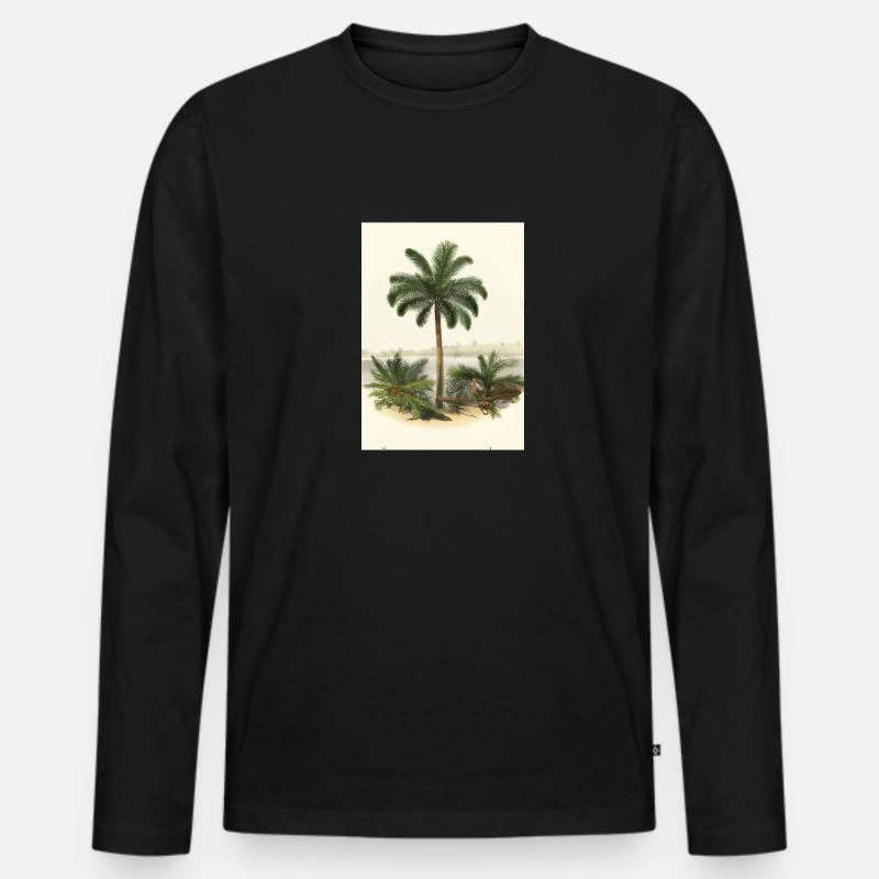 Palme am See - Männer Premium Bio Langarmshirt - Schwarz
