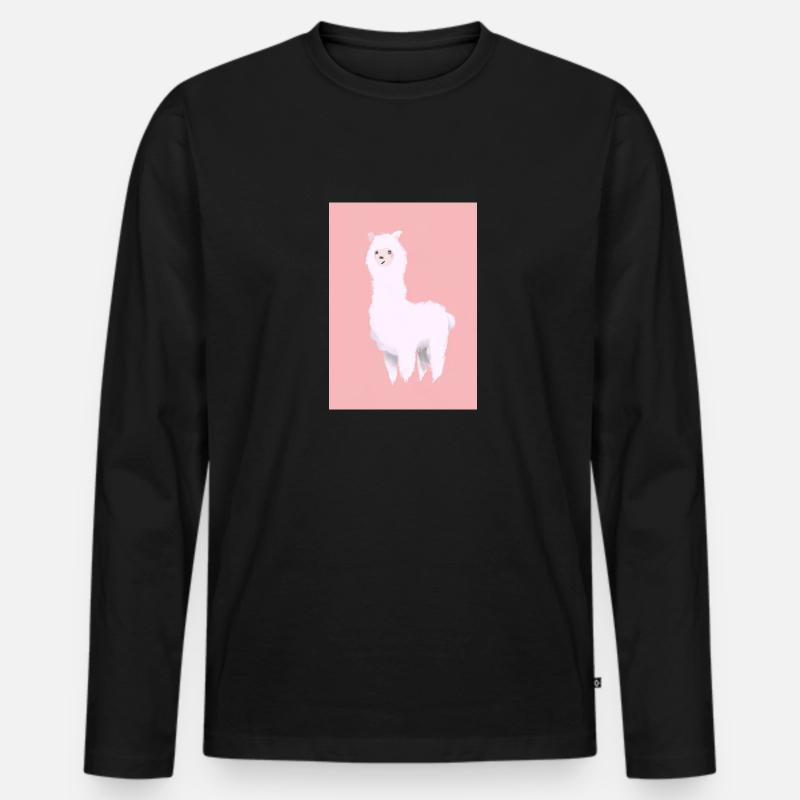 Pastell-Alpaka - Männer Premium Bio Langarmshirt - Schwarz