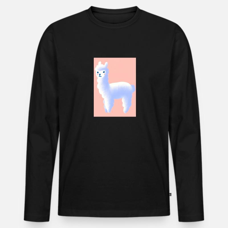 Pastell-Alpaka - Männer Premium Bio Langarmshirt - Schwarz