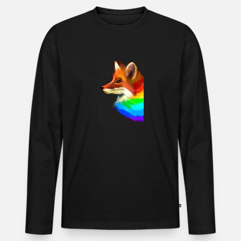 Regenbogenfuchs - Männer Premium Bio Langarmshirt - Schwarz
