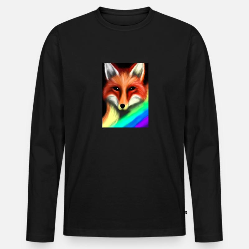 Regenbogenfuchs - Männer Premium Bio Langarmshirt - Schwarz