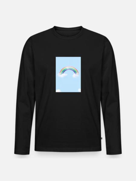 Regenbogen und Wolken - Männer Premium Bio Langarmshirt - Schwarz