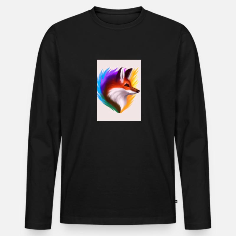 Regenbogenfuchs - Männer Premium Bio Langarmshirt - Schwarz