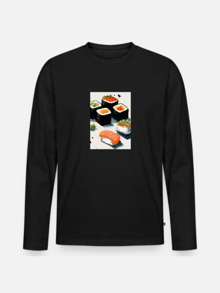 Sushi-Rollen - Männer Premium Bio Langarmshirt - Schwarz